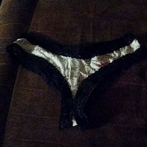 White and black lace panties